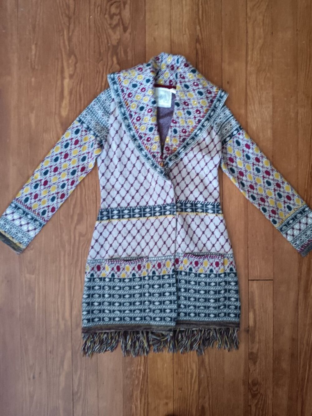 Anthropologie Beaded Wool Sweater Coat By Angel Of The North Boho S